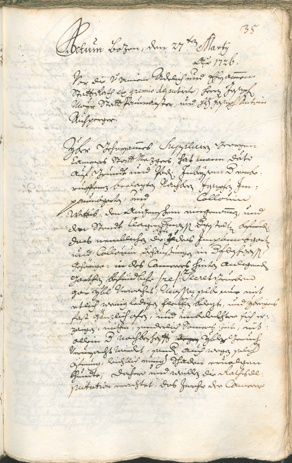 Civic Archives of Bozen-Bolzano - BOhisto Ratsprotokoll 1726/29 