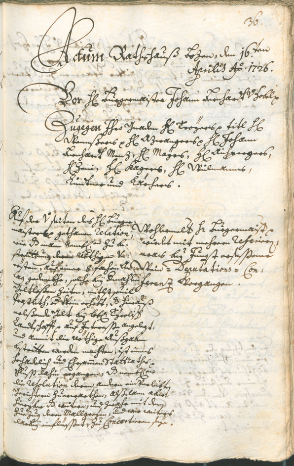 Stadtarchiv Bozen - BOhisto Ratsprotokoll 1726/29 