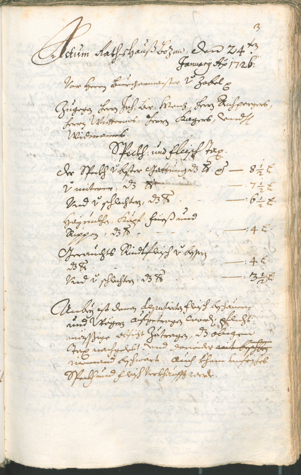 Stadtarchiv Bozen - BOhisto Ratsprotokoll 1726/29 