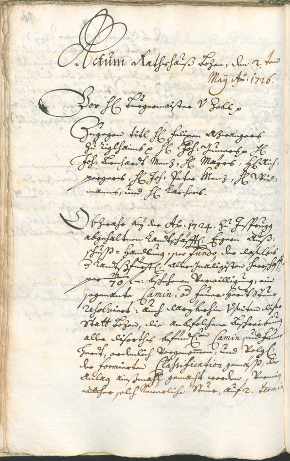 Stadtarchiv Bozen - BOhisto Ratsprotokoll 1726/29 