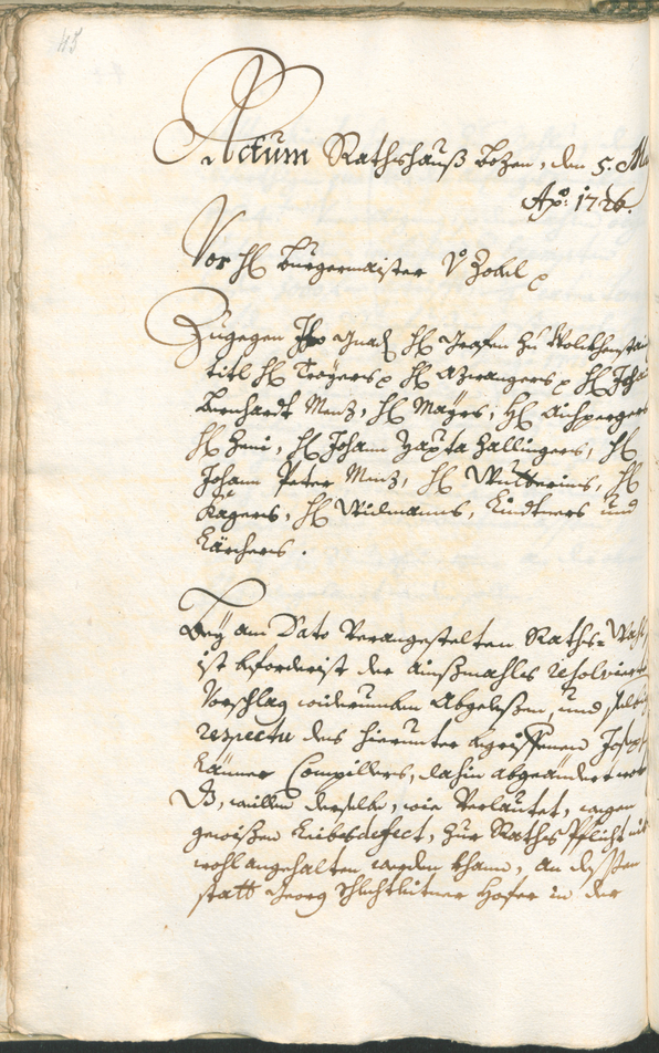 Archivio Storico della Città di Bolzano - BOhisto protocollo consiliare 1726/29 