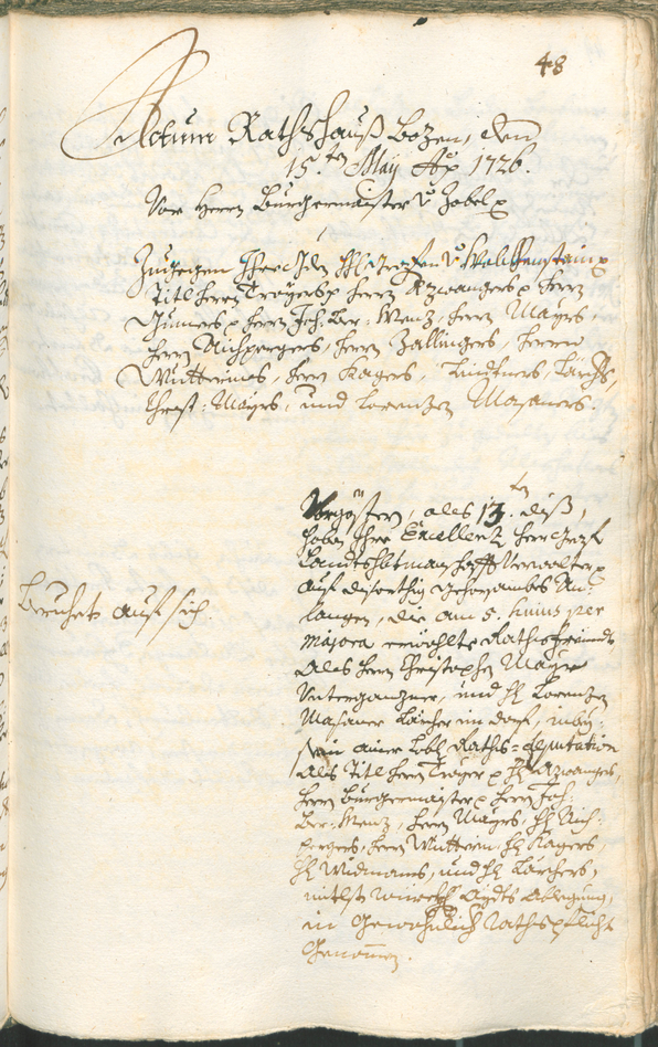 Civic Archives of Bozen-Bolzano - BOhisto Ratsprotokoll 1726/29 