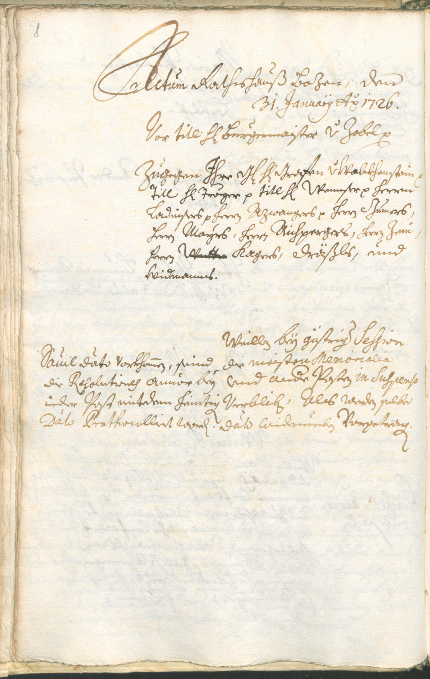 Civic Archives of Bozen-Bolzano - BOhisto Ratsprotokoll 1726/29 