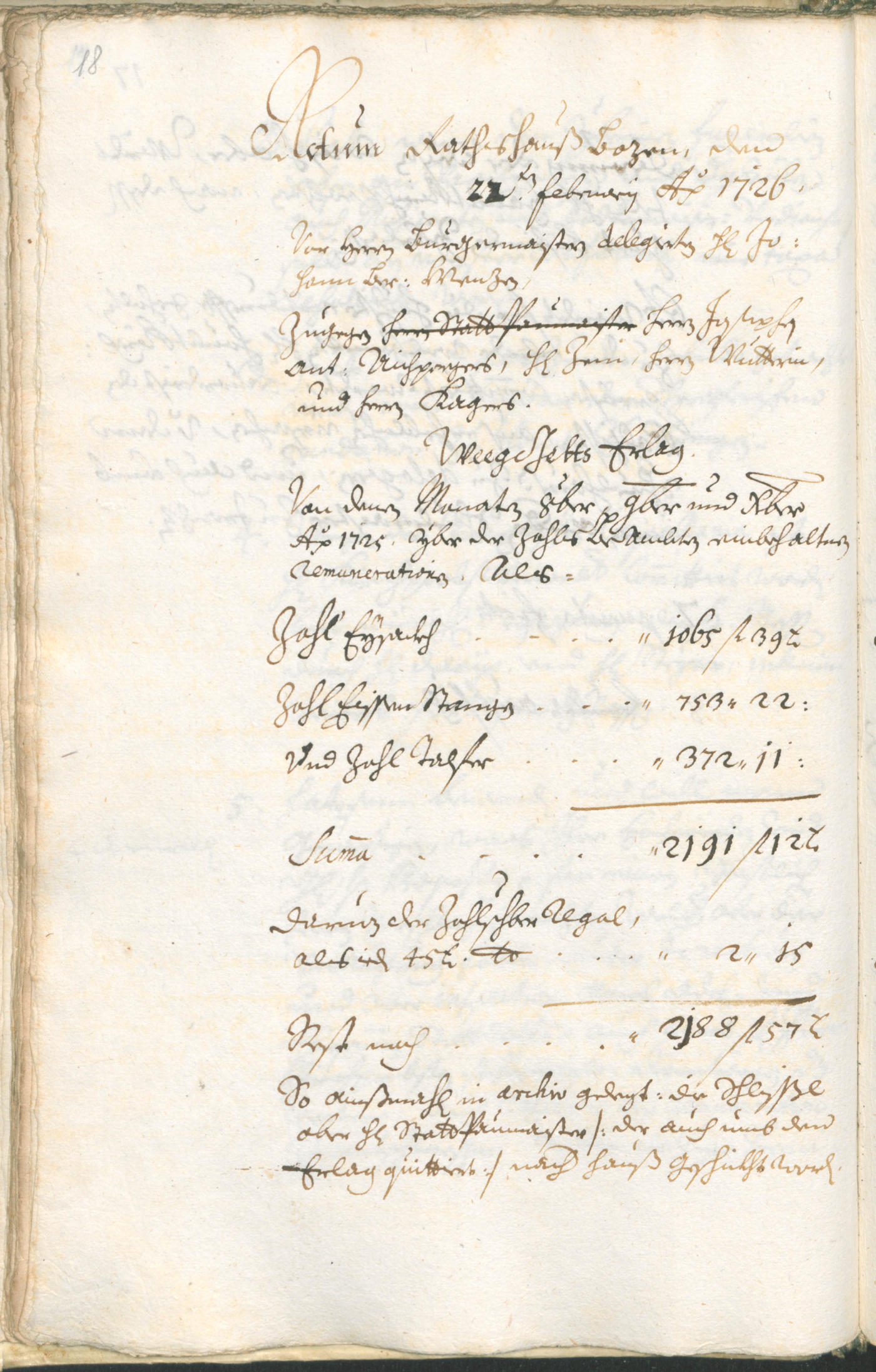 Civic Archives of Bozen-Bolzano - BOhisto Ratsprotokoll 1726/29 