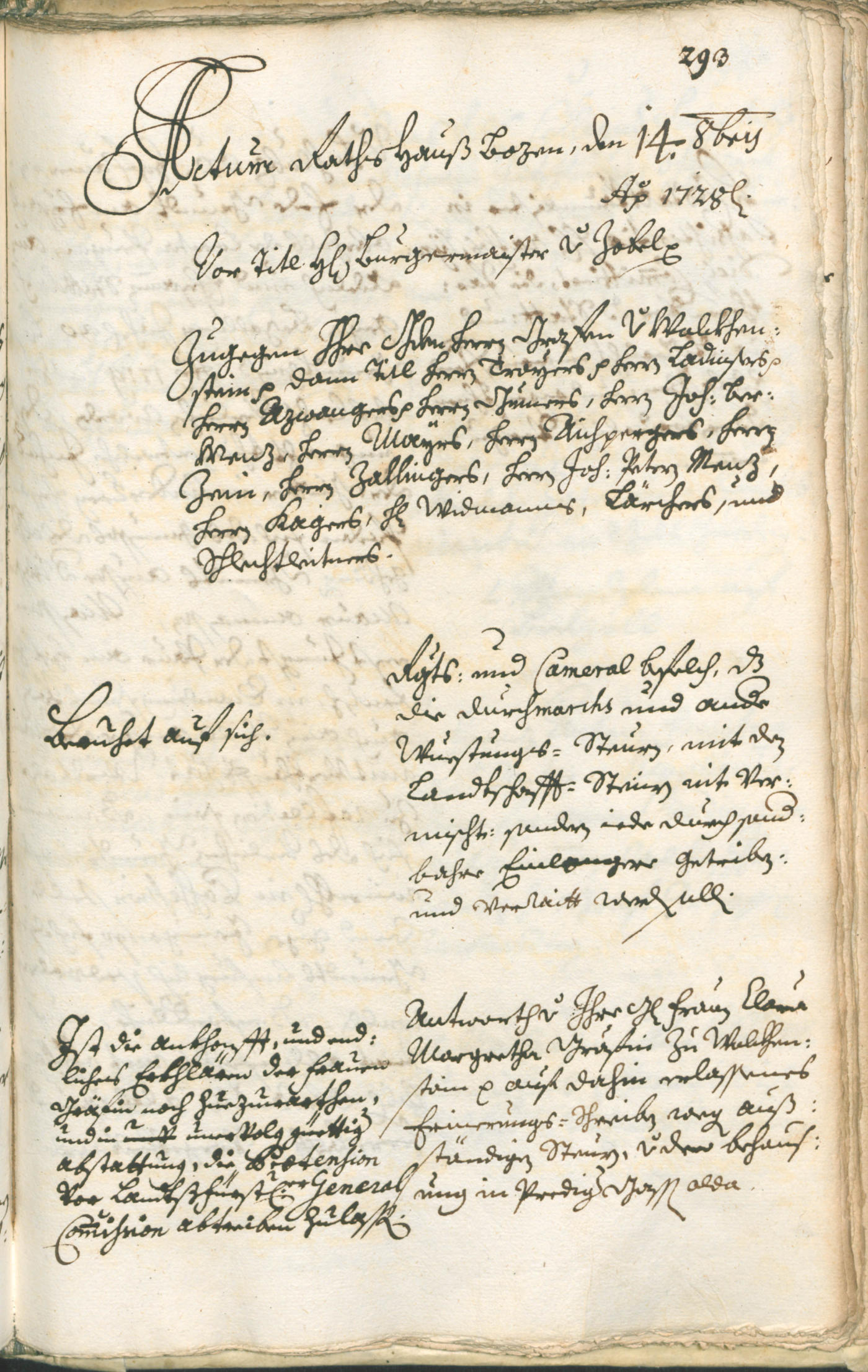 Stadtarchiv Bozen - BOhisto Ratsprotokoll 1726/29 
