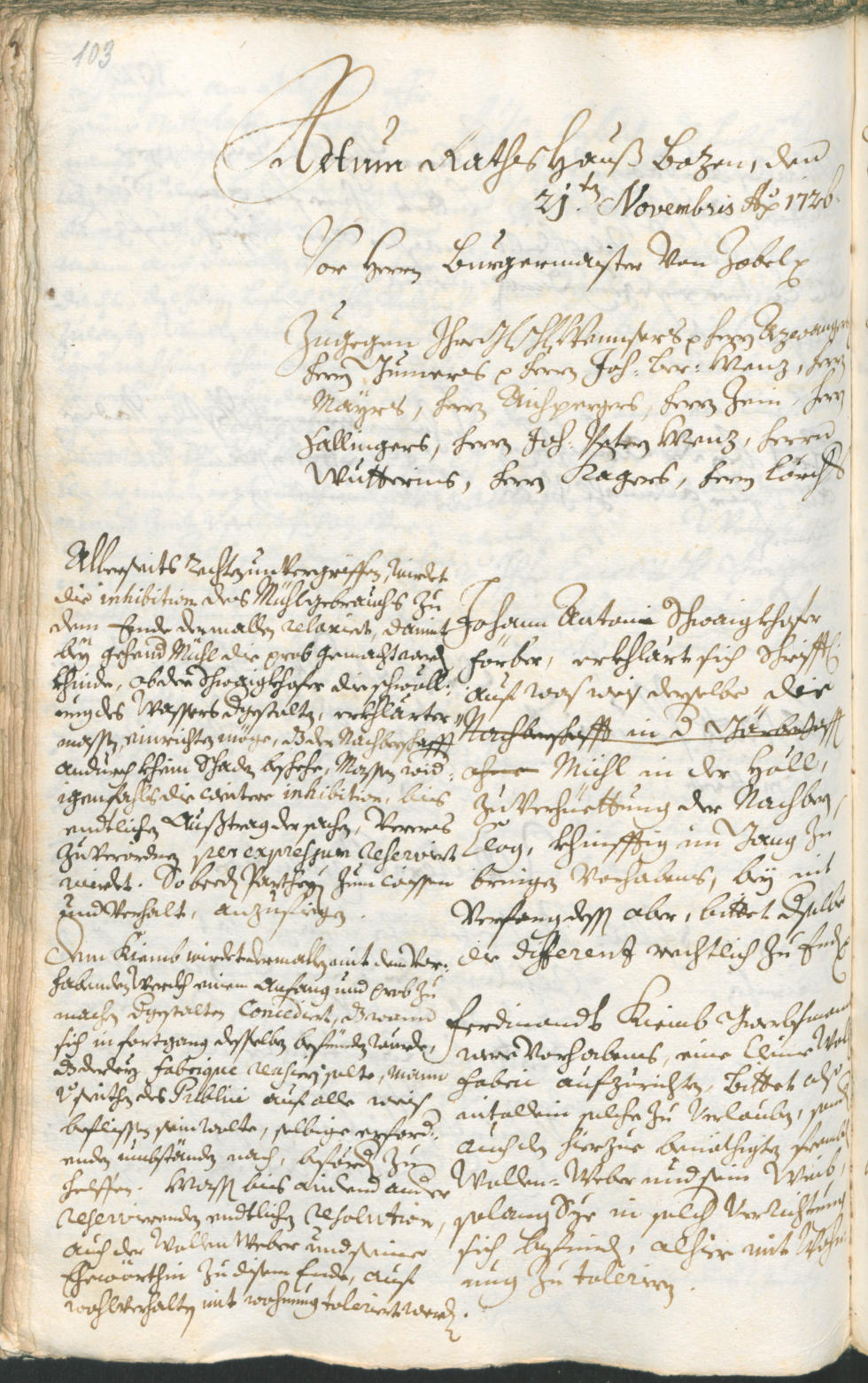 Civic Archives of Bozen-Bolzano - BOhisto Ratsprotokoll 1726/29 