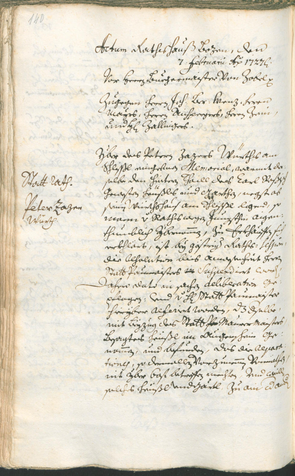Civic Archives of Bozen-Bolzano - BOhisto Ratsprotokoll 1726/29 