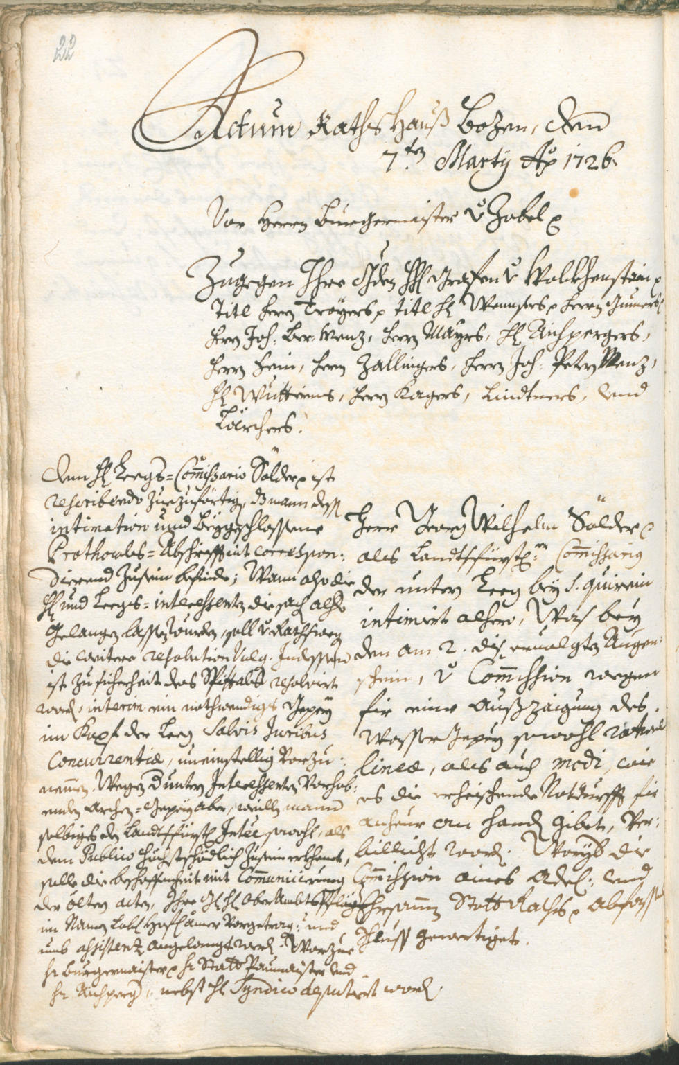 Civic Archives of Bozen-Bolzano - BOhisto Ratsprotokoll 1726/29 