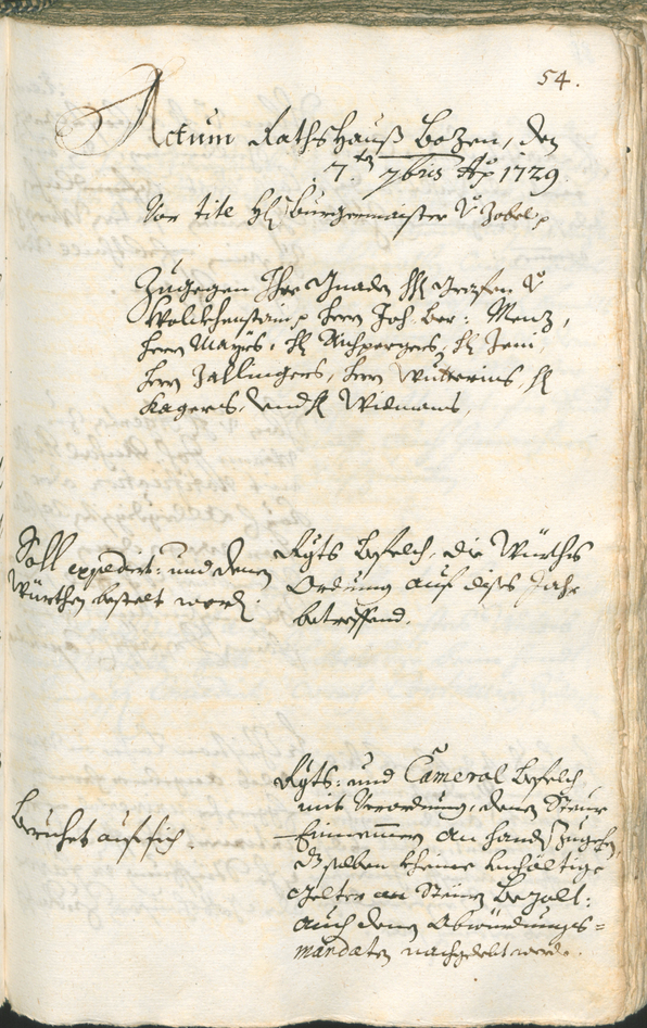 Civic Archives of Bozen-Bolzano - BOhisto Ratsprotokoll 1729/32 