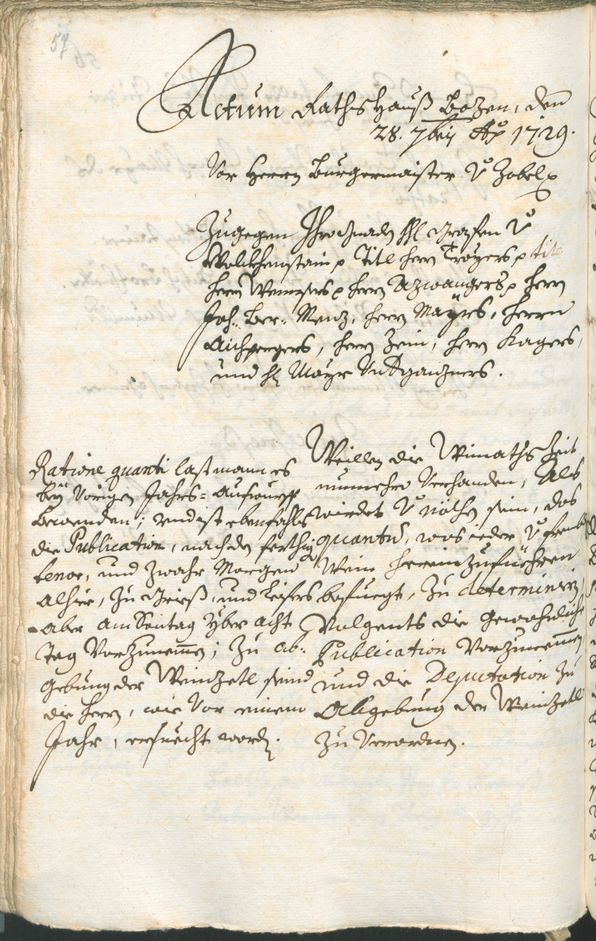 Stadtarchiv Bozen - BOhisto Ratsprotokoll 1729/32 