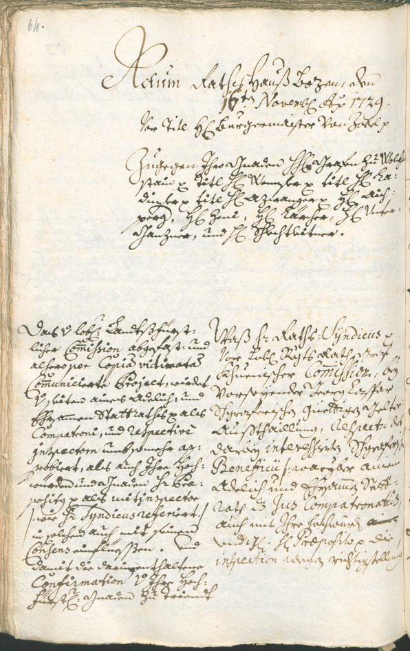 Stadtarchiv Bozen - BOhisto Ratsprotokoll 1729/32 