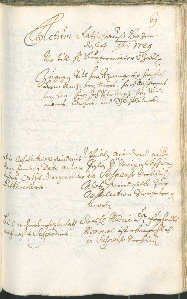 Stadtarchiv Bozen - BOhisto Ratsprotokoll 1729/32 