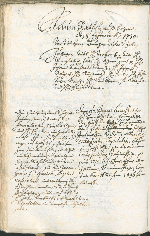 Archivio Storico della Città di Bolzano - BOhisto protocollo consiliare 1729/32 