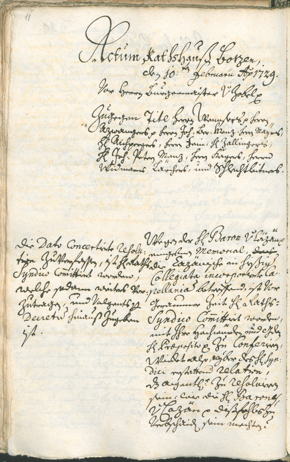 Stadtarchiv Bozen - BOhisto Ratsprotokoll 1729/32 