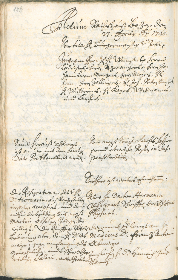 Stadtarchiv Bozen - BOhisto Ratsprotokoll 1729/32 