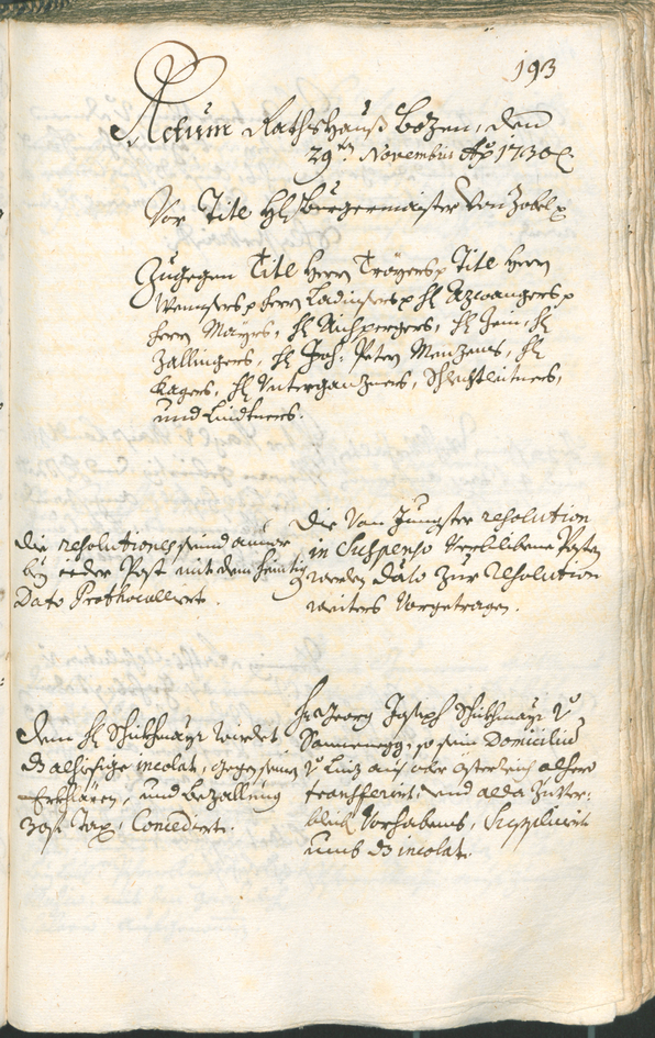 Stadtarchiv Bozen - BOhisto Ratsprotokoll 1729/32 