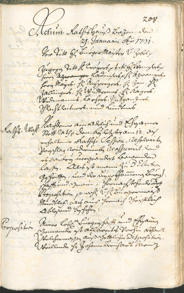 Stadtarchiv Bozen - BOhisto Ratsprotokoll 1729/32 