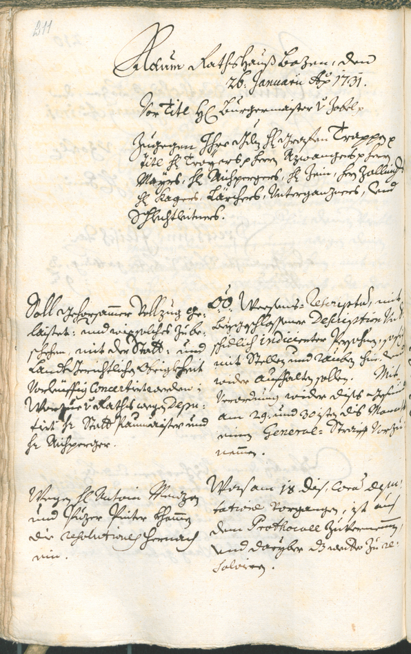 Archivio Storico della Città di Bolzano - BOhisto protocollo consiliare 1729/32 