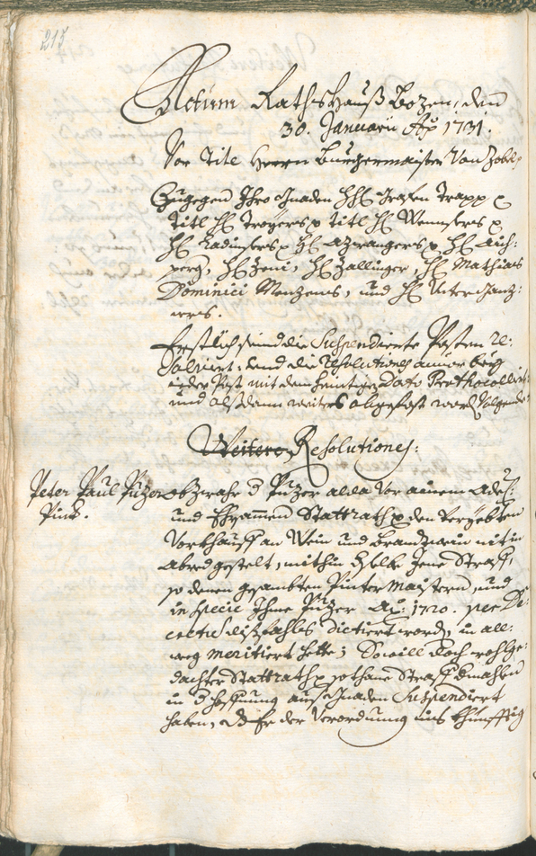 Stadtarchiv Bozen - BOhisto Ratsprotokoll 1729/32 