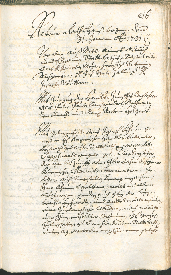 Archivio Storico della Città di Bolzano - BOhisto protocollo consiliare 1729/32 