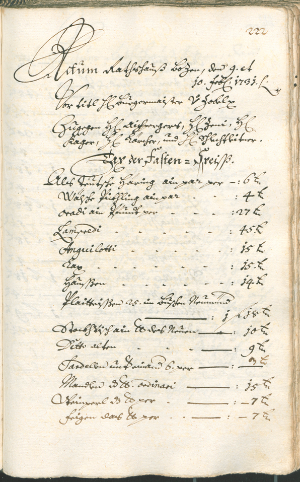 Stadtarchiv Bozen - BOhisto Ratsprotokoll 1729/32 