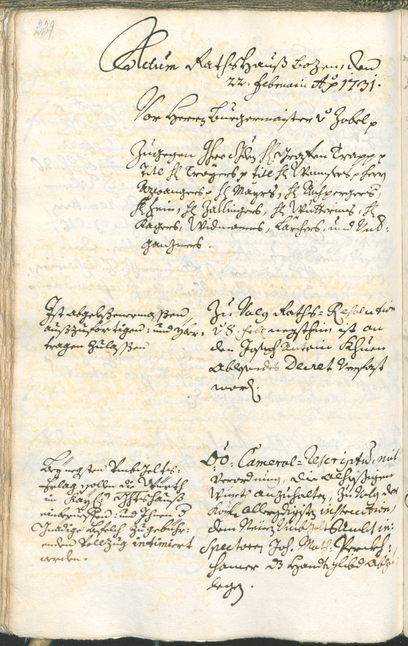 Archivio Storico della Città di Bolzano - BOhisto protocollo consiliare 1729/32 