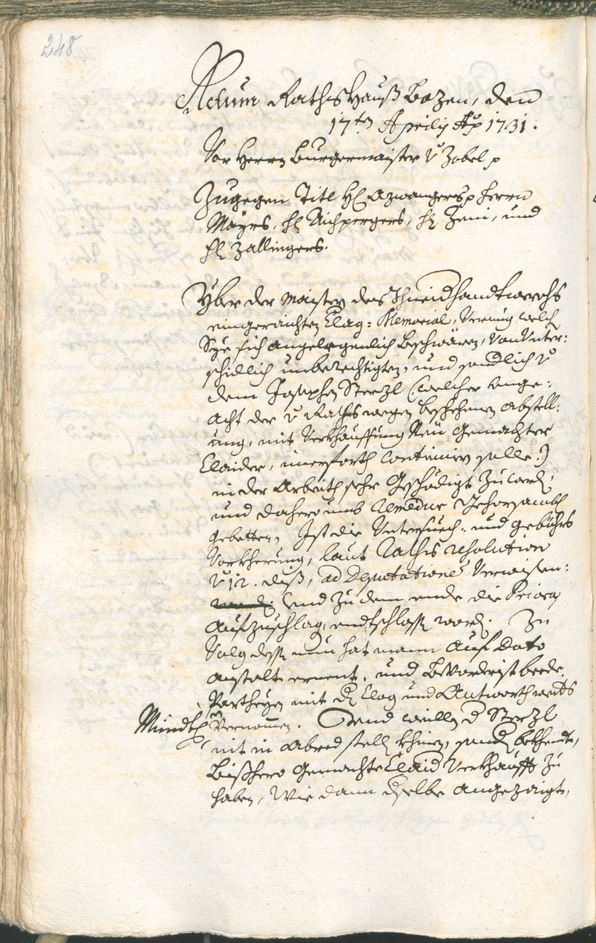 Archivio Storico della Città di Bolzano - BOhisto protocollo consiliare 1729/32 