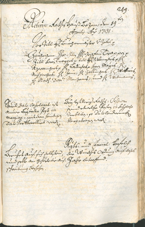 Civic Archives of Bozen-Bolzano - BOhisto Ratsprotokoll 1729/32 