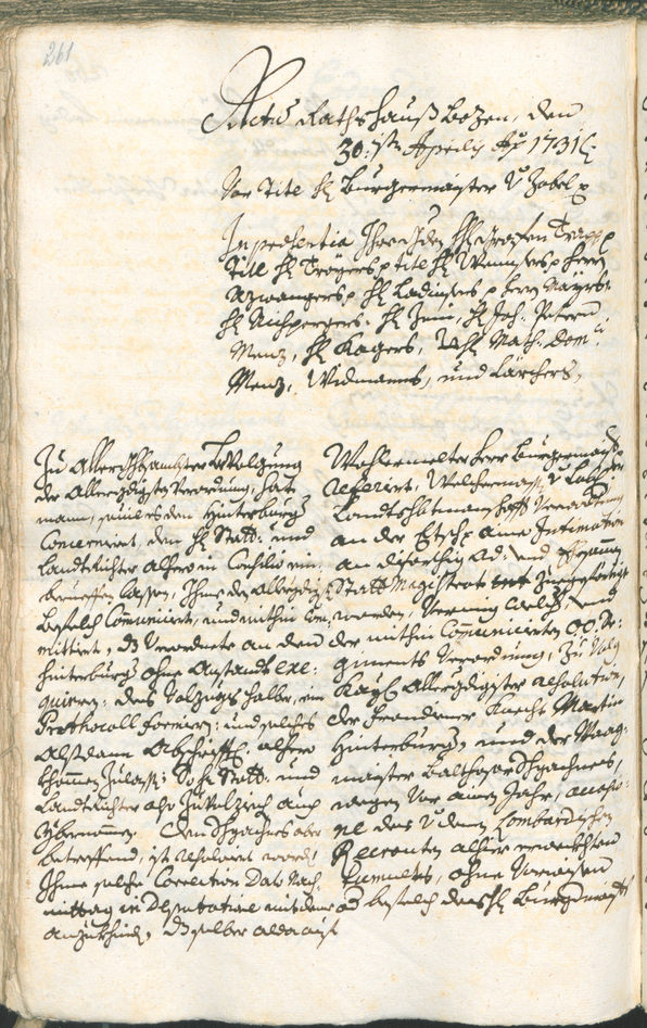 Stadtarchiv Bozen - BOhisto Ratsprotokoll 1729/32 