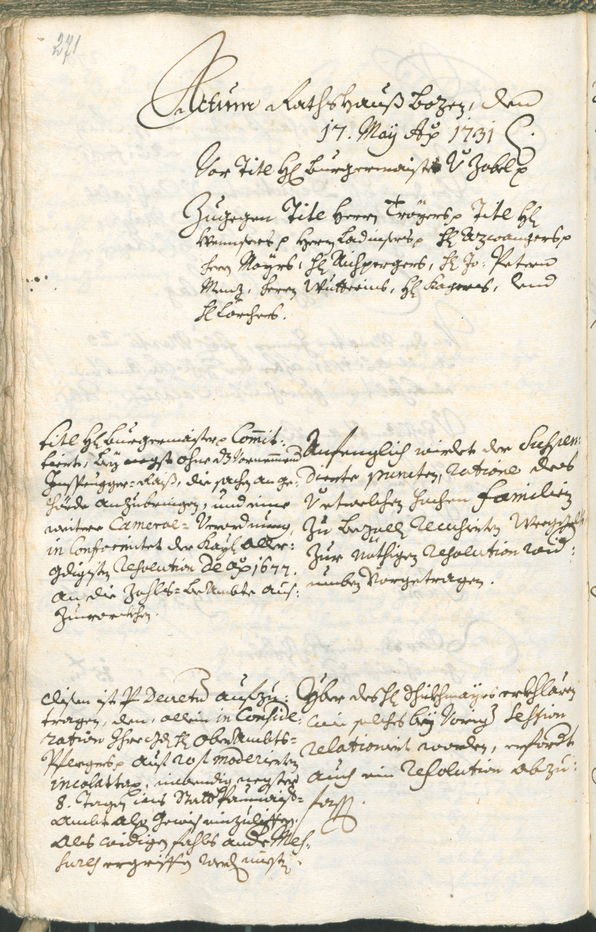 Civic Archives of Bozen-Bolzano - BOhisto Ratsprotokoll 1729/32 