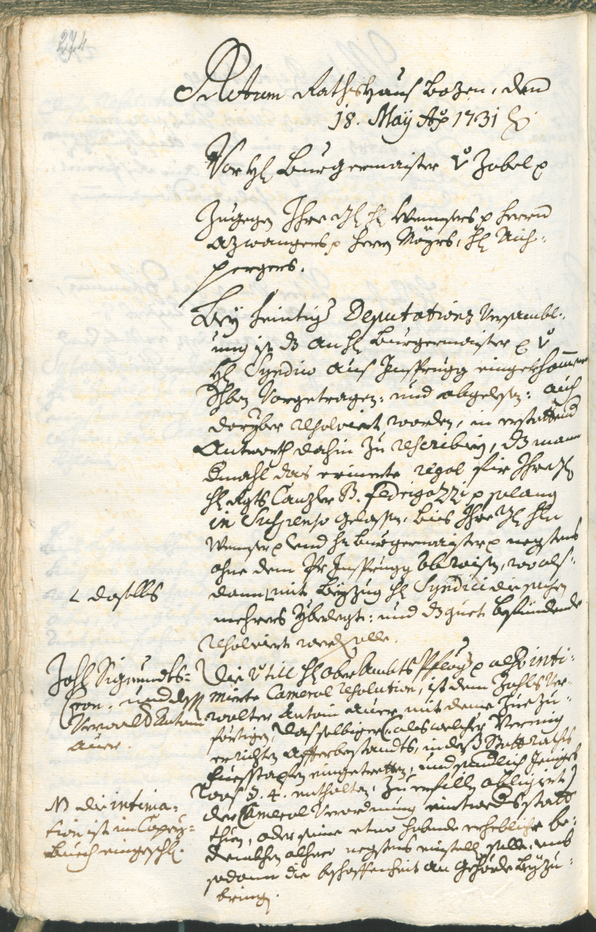 Archivio Storico della Città di Bolzano - BOhisto protocollo consiliare 1729/32 