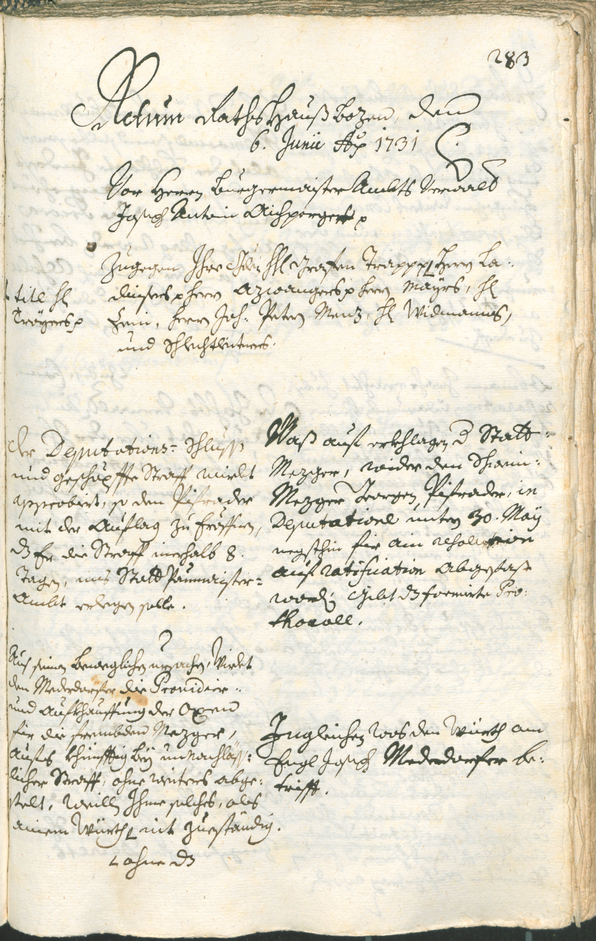 Archivio Storico della Città di Bolzano - BOhisto protocollo consiliare 1729/32 