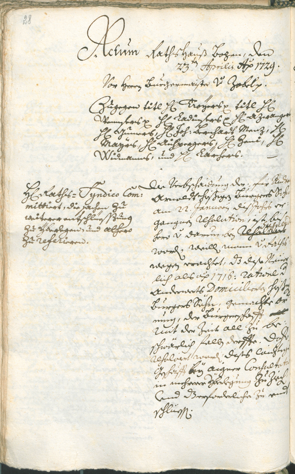 Stadtarchiv Bozen - BOhisto Ratsprotokoll 1729/32 