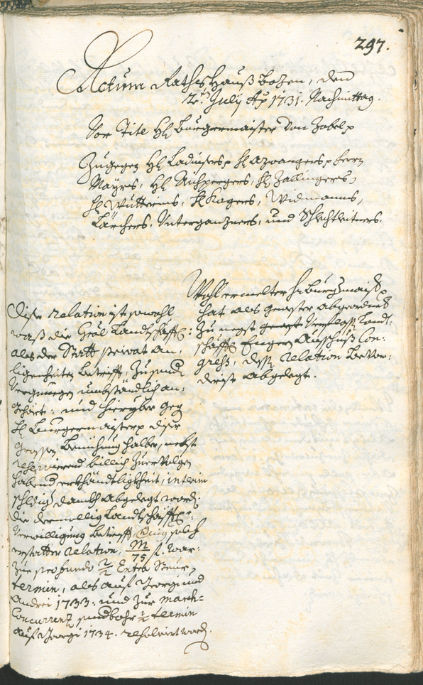 Stadtarchiv Bozen - BOhisto Ratsprotokoll 1729/32 