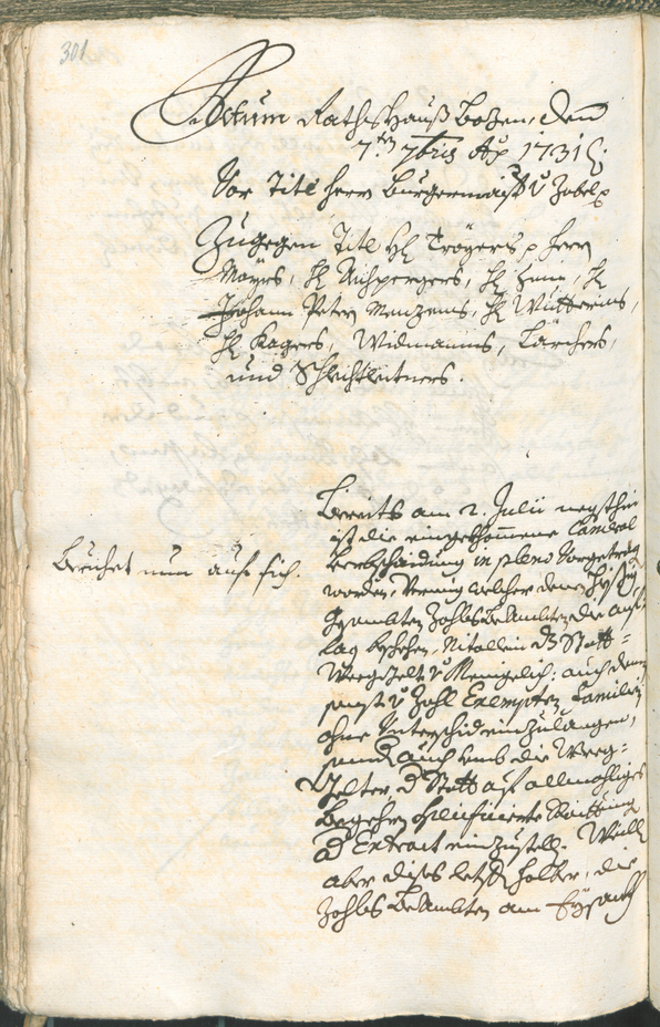 Civic Archives of Bozen-Bolzano - BOhisto Ratsprotokoll 1729/32 