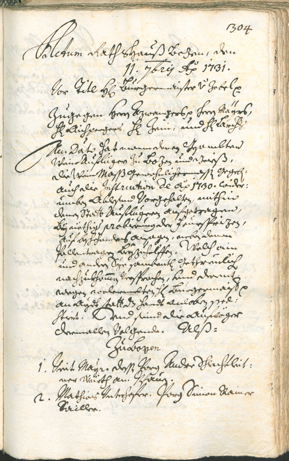 Stadtarchiv Bozen - BOhisto Ratsprotokoll 1729/32 