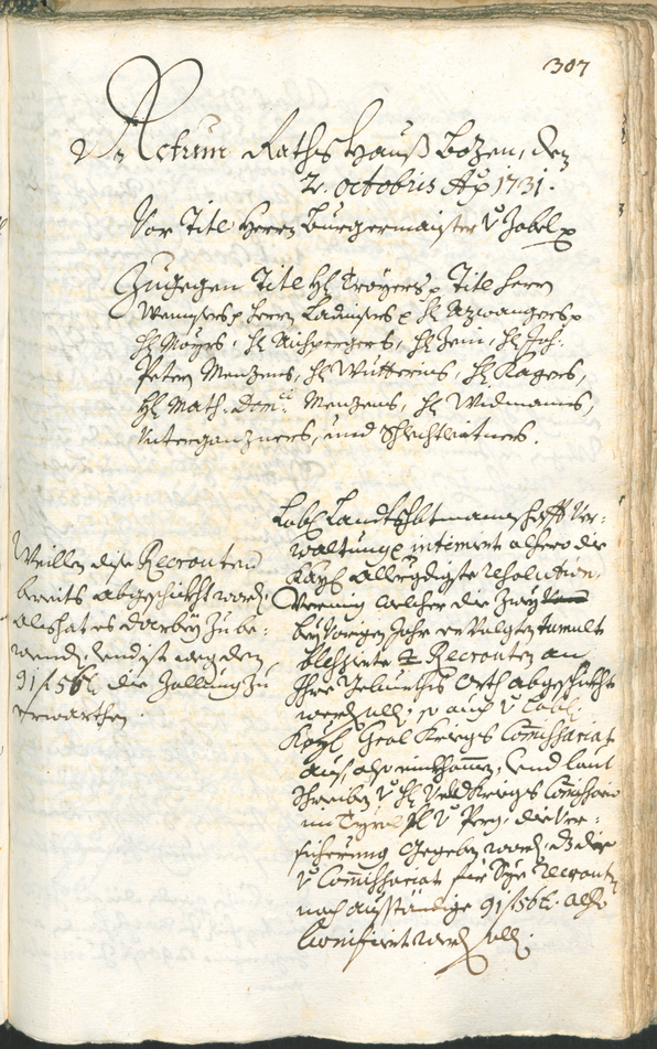 Stadtarchiv Bozen - BOhisto Ratsprotokoll 1729/32 