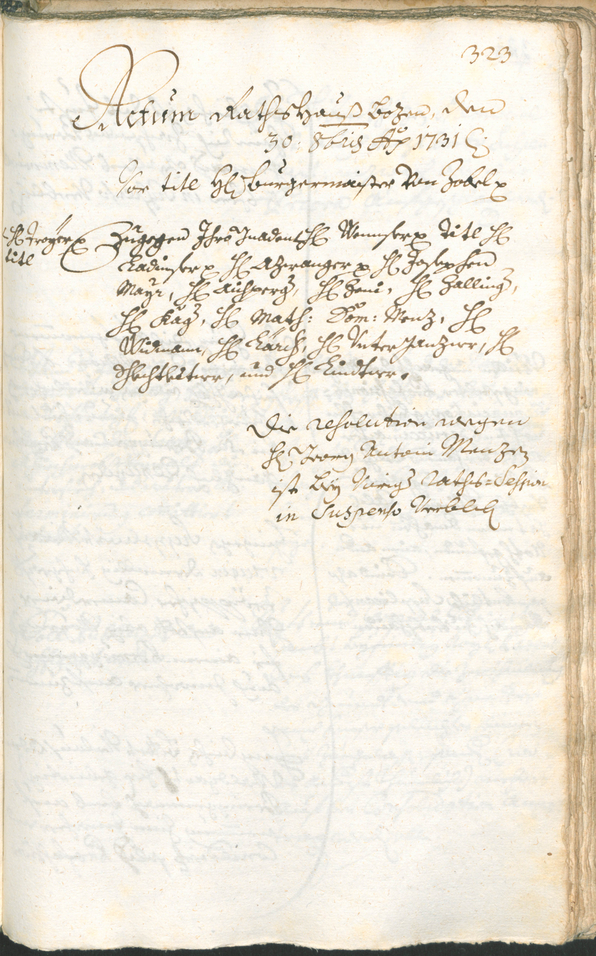 Stadtarchiv Bozen - BOhisto Ratsprotokoll 1729/32 