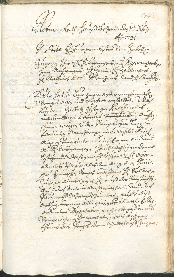 Stadtarchiv Bozen - BOhisto Ratsprotokoll 1729/32 