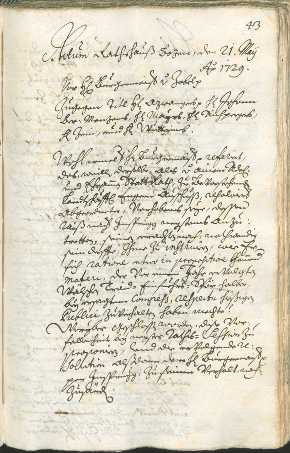 Archivio Storico della Città di Bolzano - BOhisto protocollo consiliare 1729/32 