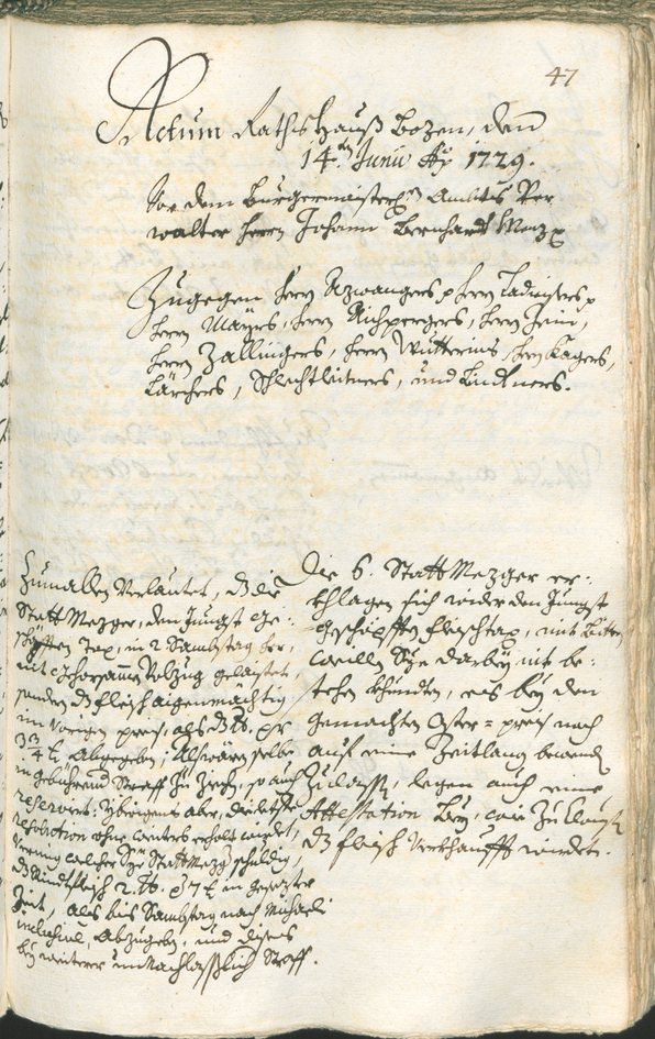 Archivio Storico della Città di Bolzano - BOhisto protocollo consiliare 1729/32 