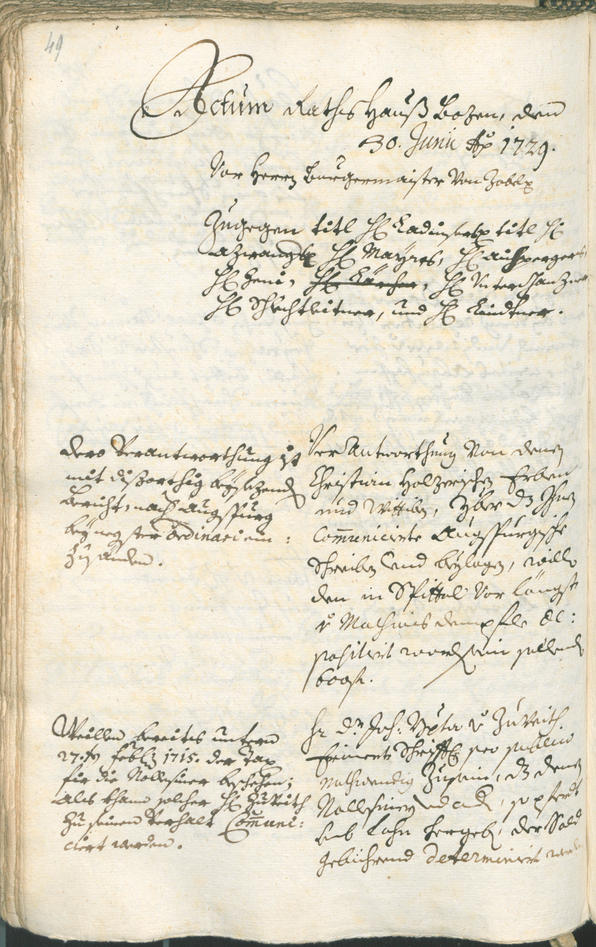 Archivio Storico della Città di Bolzano - BOhisto protocollo consiliare 1729/32 