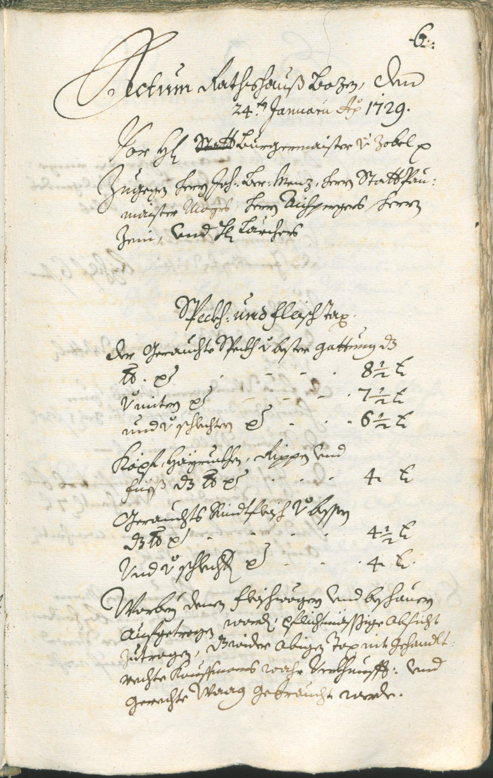 Stadtarchiv Bozen - BOhisto Ratsprotokoll 1729/32 