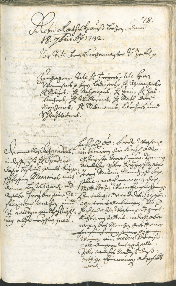 Civic Archives of Bozen-Bolzano - BOhisto Ratsprotokoll 1732/35 