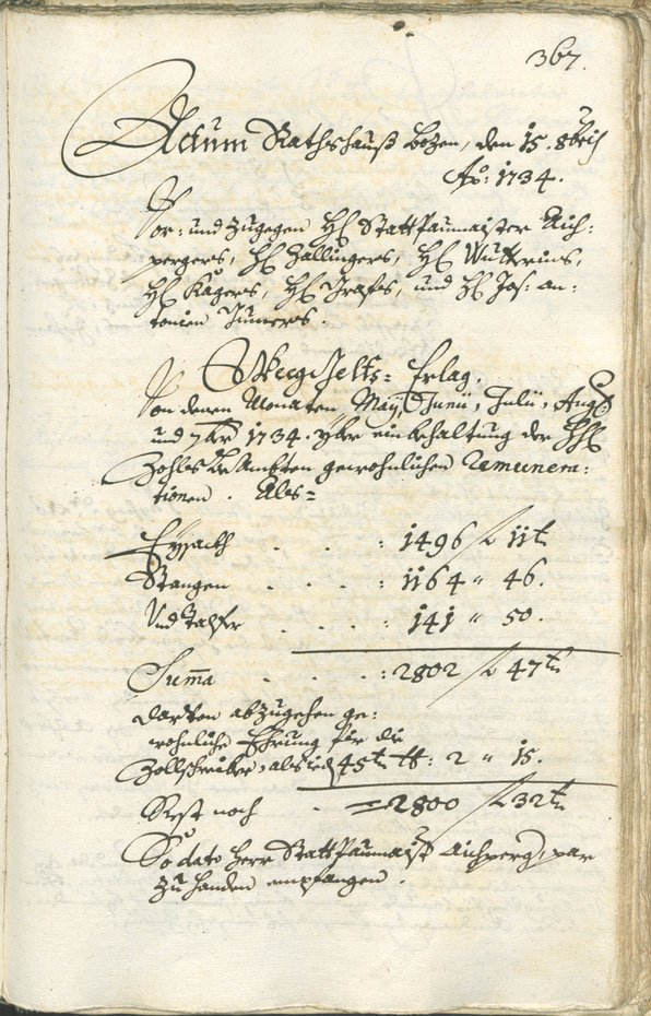 Stadtarchiv Bozen - BOhisto Ratsprotokoll 1732/35 