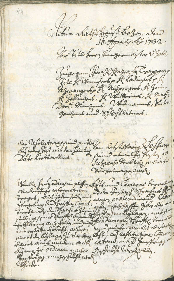 Civic Archives of Bozen-Bolzano - BOhisto Ratsprotokoll 1732/35 