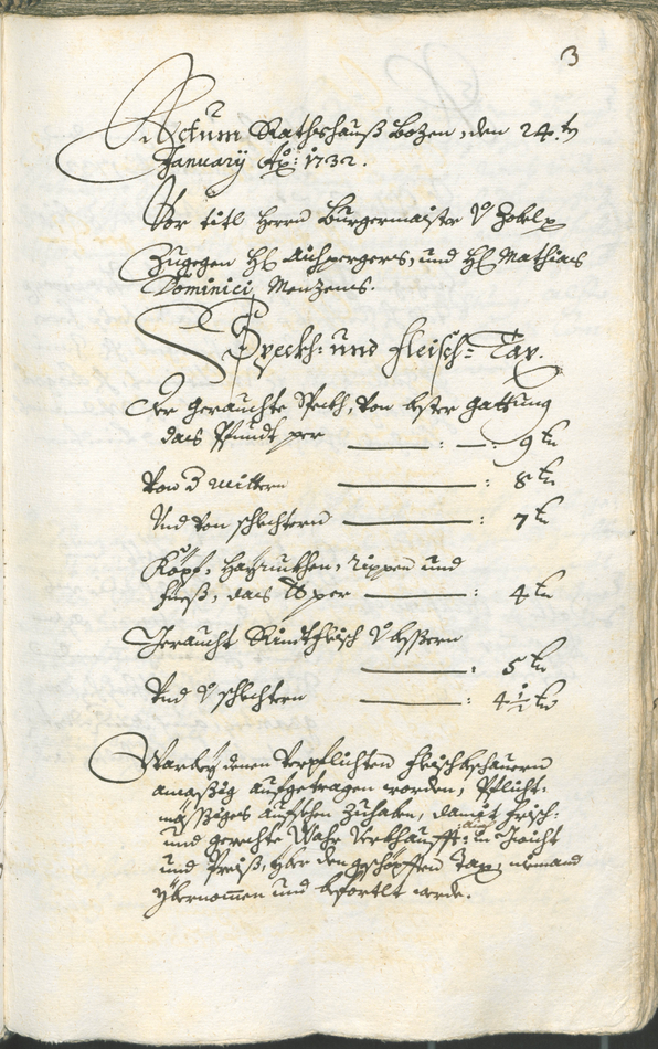 Stadtarchiv Bozen - BOhisto Ratsprotokoll 1732/35 