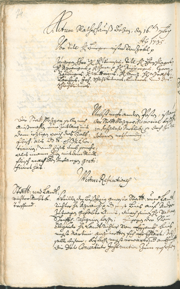 Archivio Storico della Città di Bolzano - BOhisto protocollo consiliare 1735/38 