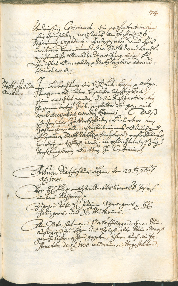 Archivio Storico della Città di Bolzano - BOhisto protocollo consiliare 1735/38 