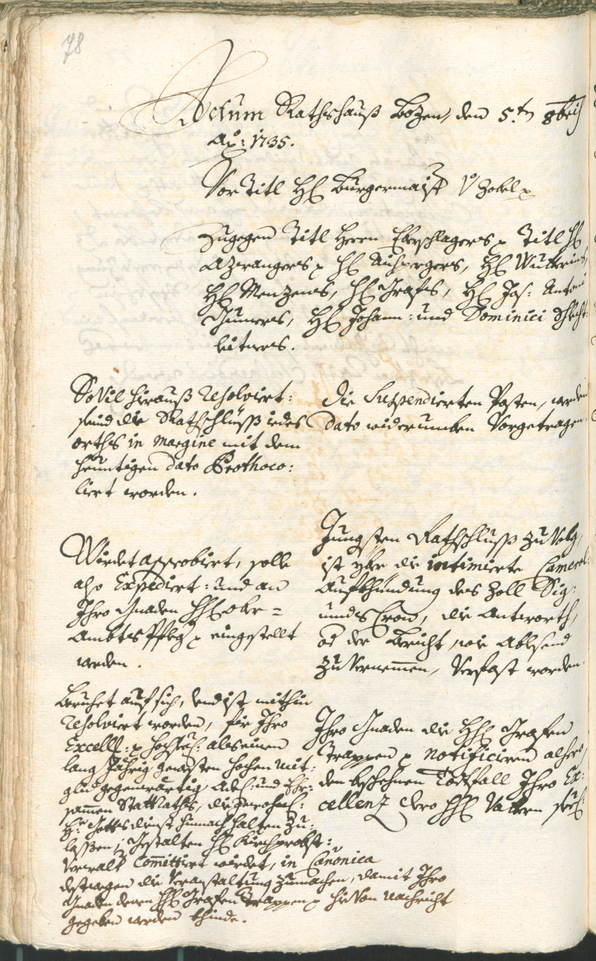 Archivio Storico della Città di Bolzano - BOhisto protocollo consiliare 1735/38 